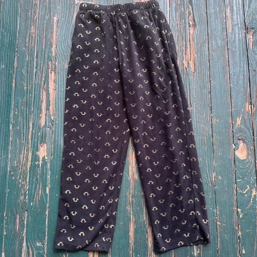 True Religion black & gold trousers